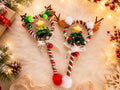 Santa Christmas Headband, Handmade Candy Cane Holiday Accessory, Festive Party Wear