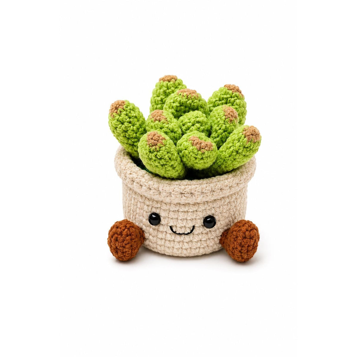 Crochet Small Succulent Plant Smile Pot, Handmade Yarn Plant Decor, Cute Succulent Plant Gift, Botanical Home Decoration, Cottagecore Decor