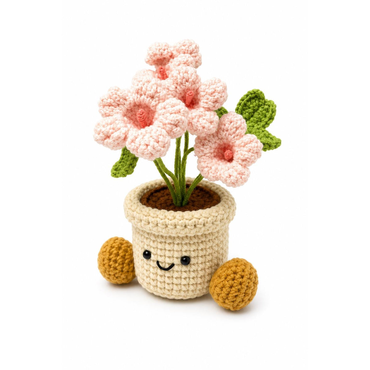 Crochet Small Oxalis Smile Pot, Handmade Yarn Flower Plant, Cute Crochet Plant Decor, Botanical Gift, Home Decoration