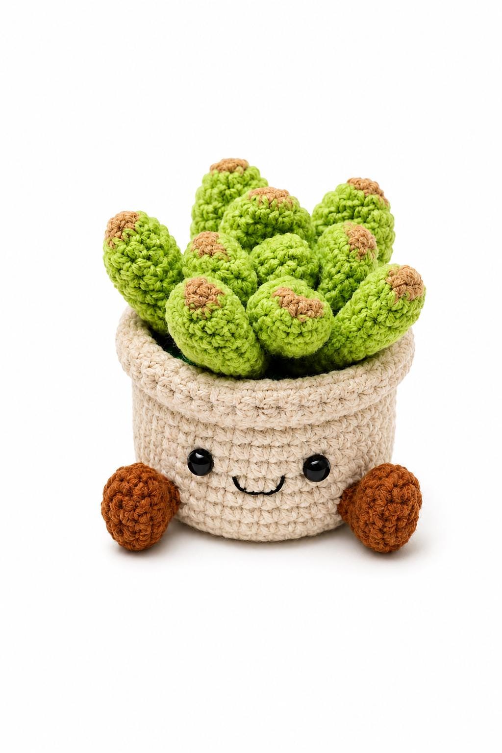 Crochet Small Succulent Plant Smile Pot, Handmade Yarn Plant Decor, Cute Succulent Plant Gift, Botanical Home Decoration, Cottagecore Decor