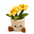 Crochet Small Daffodil Flower Smile Pot, Handmade Yarn Plant Decor, Cute Flower Gift, Botanical Home Decoration, Cottagecore Decor