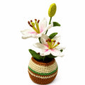 Crochet Lily Bloom Vase, Handmade Yarn Flower Arrangement, Elegant Floral Gift, Handmade Home Decor, Botanical Decoration