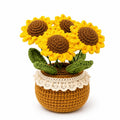 Crochet Sunflower Bloom Pot, Handmade Yarn Flower Arrangement, Elegant Floral Gift, Handmade Home Decor, Botanical Decoration