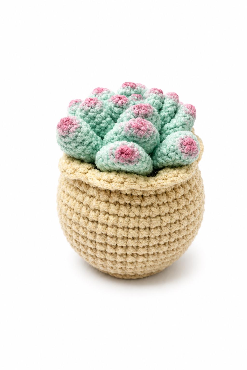 Crochet Small Succulent Pot, Handmade Yarn Plant Decor, Cute Succulent Gift, Botanical Home Decoration, Cottagecore Decor