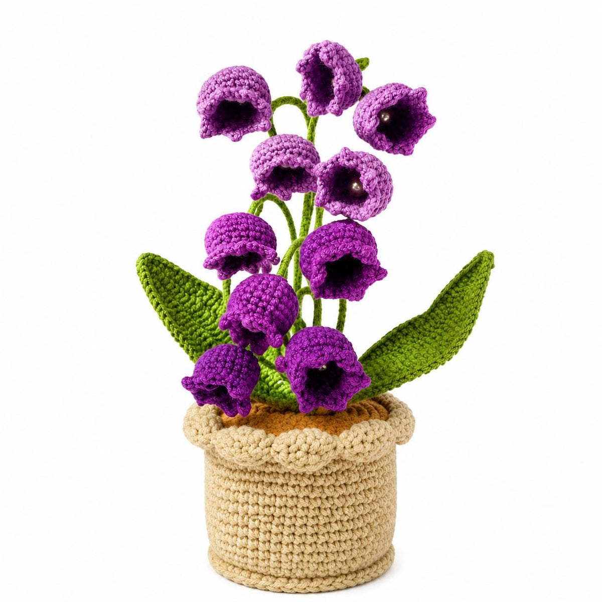 Crochet Lily of the Valley Plant Pot, Handmade Yarn Flower Decor, Cute Botanical Gift, Home Decoration, Cottagecore Decor
