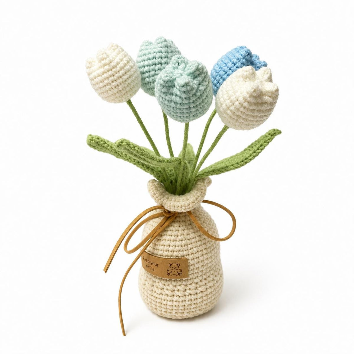 Crochet Tulip Bouquet, Handmade Yarn Flower Arrangement, Elegant Floral Gift, Handmade Home Decor, Botanical Decoration