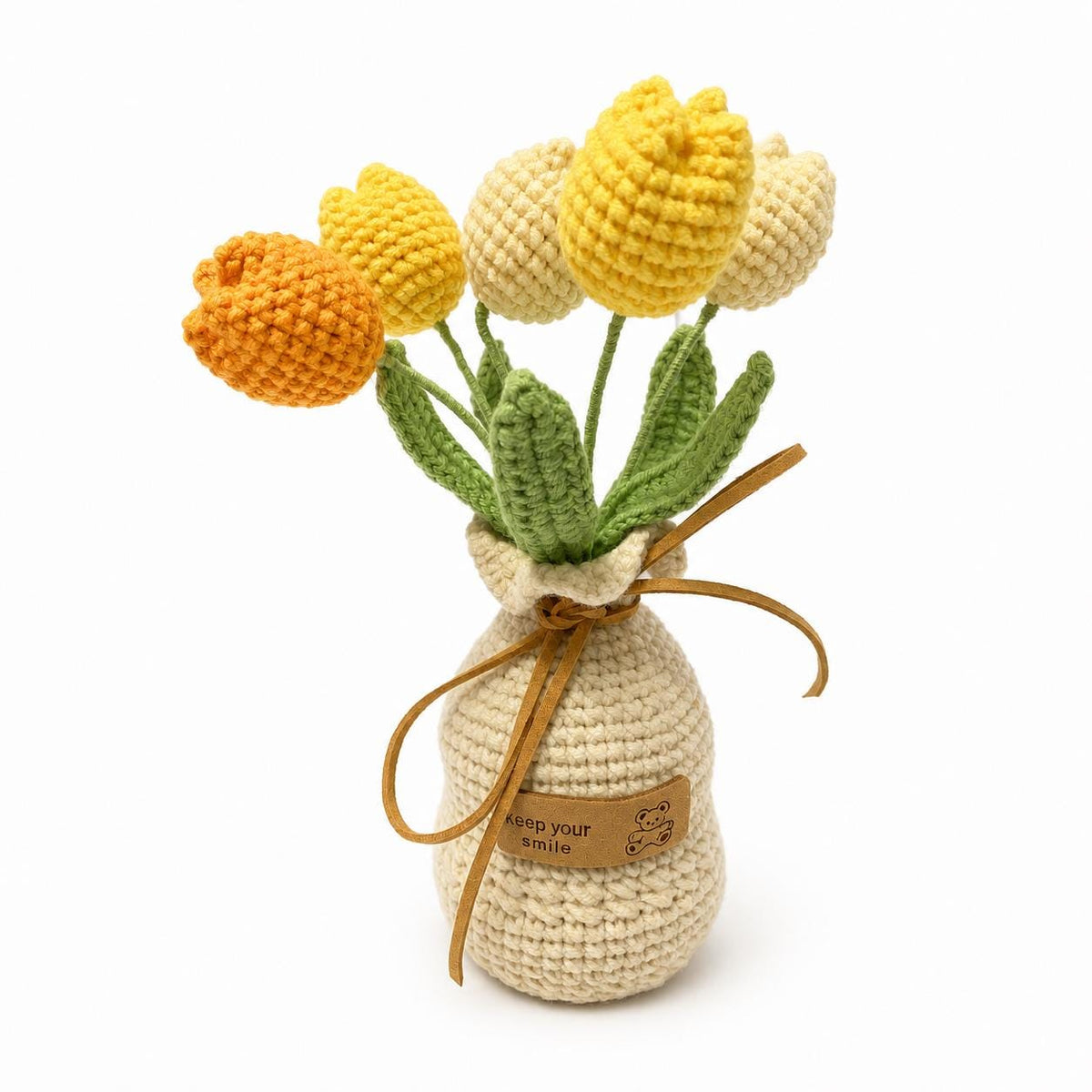 Crochet Tulip Bouquet, Handmade Yarn Flower Arrangement, Elegant Floral Gift, Handmade Home Decor, Botanical Decoration