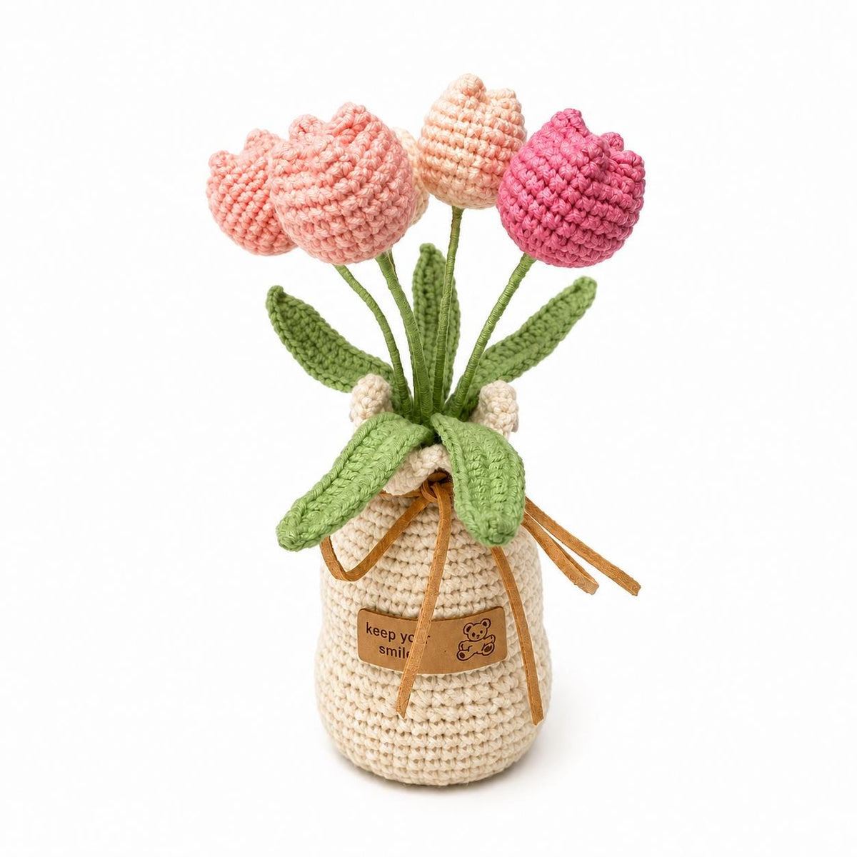 Crochet Tulip Bouquet, Handmade Yarn Flower Arrangement, Elegant Floral Gift, Handmade Home Decor, Botanical Decoration
