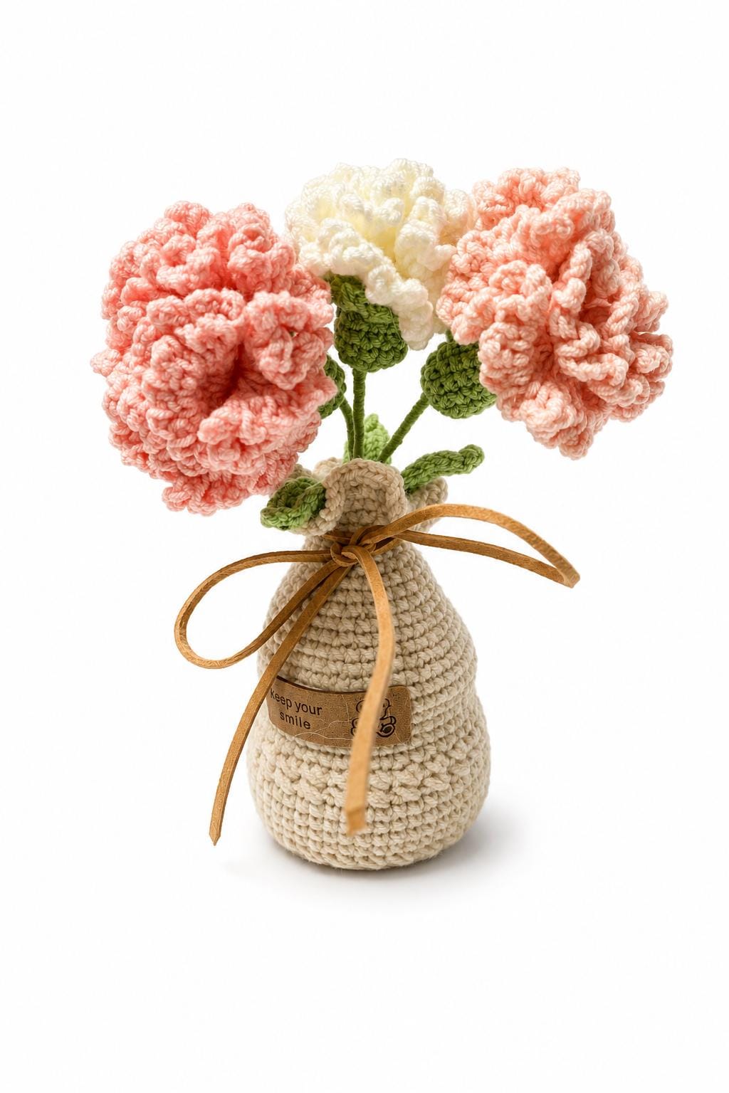 Crochet Carnation Bouquet, Handmade Yarn Flower Arrangement, Elegant Floral Gift, Handmade Home Decor, Botanical Decoration