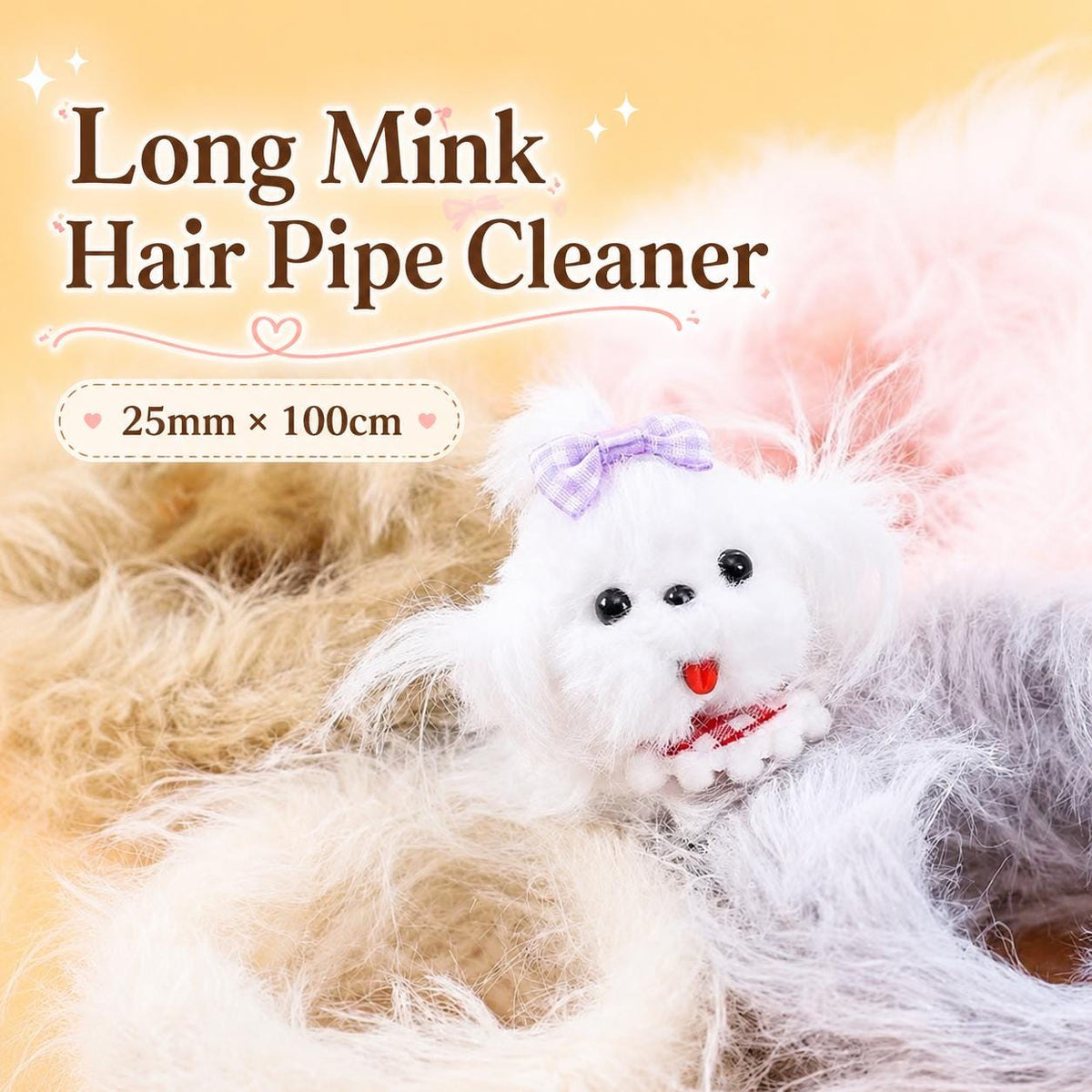 25mm x 100cmLong Mink Hair Pipe Cleaner,  Fluffy Craft Supplies, Handmade Accessories