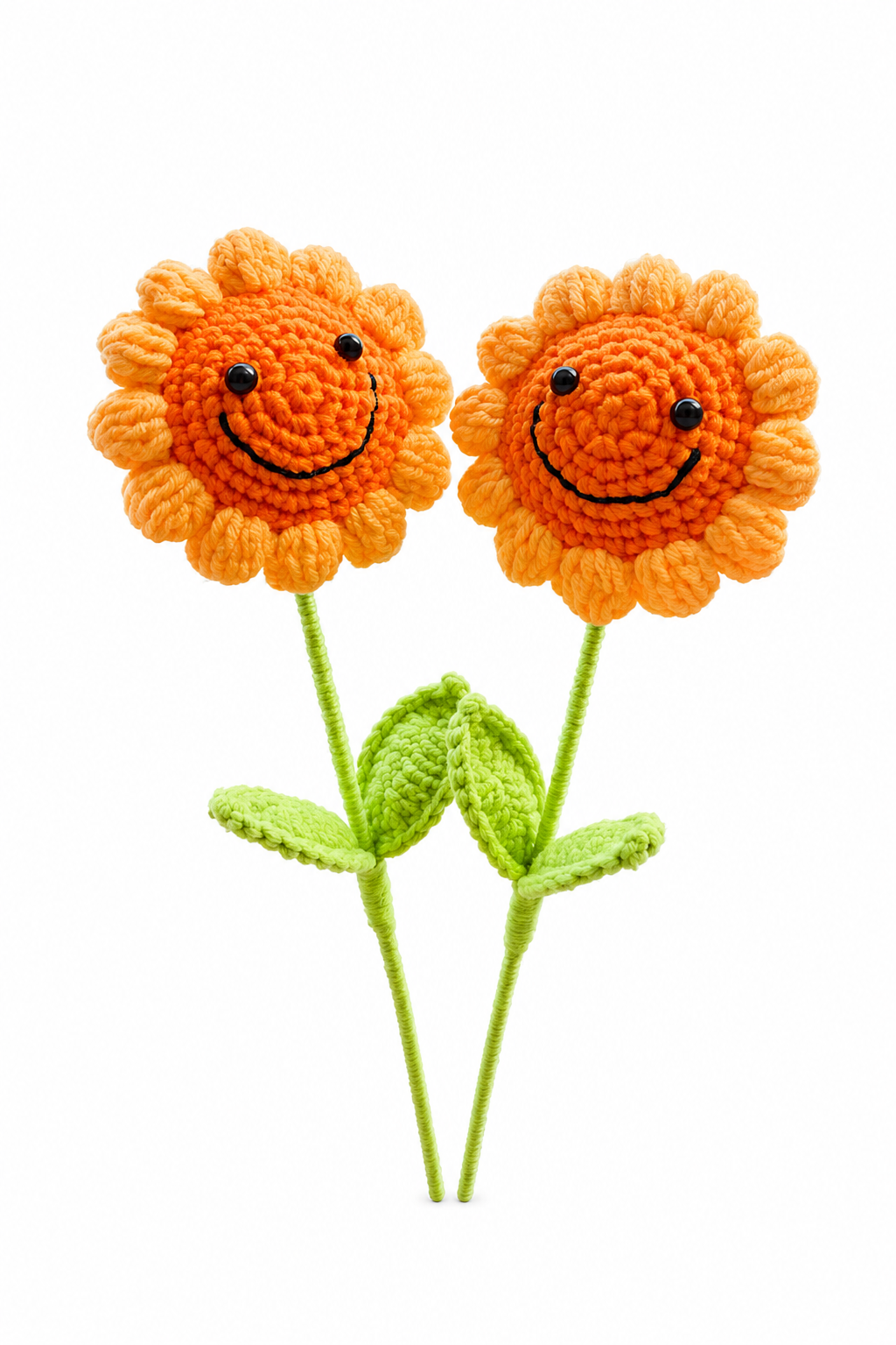 Smile Sunflower Crochet Flower Stem CF-013