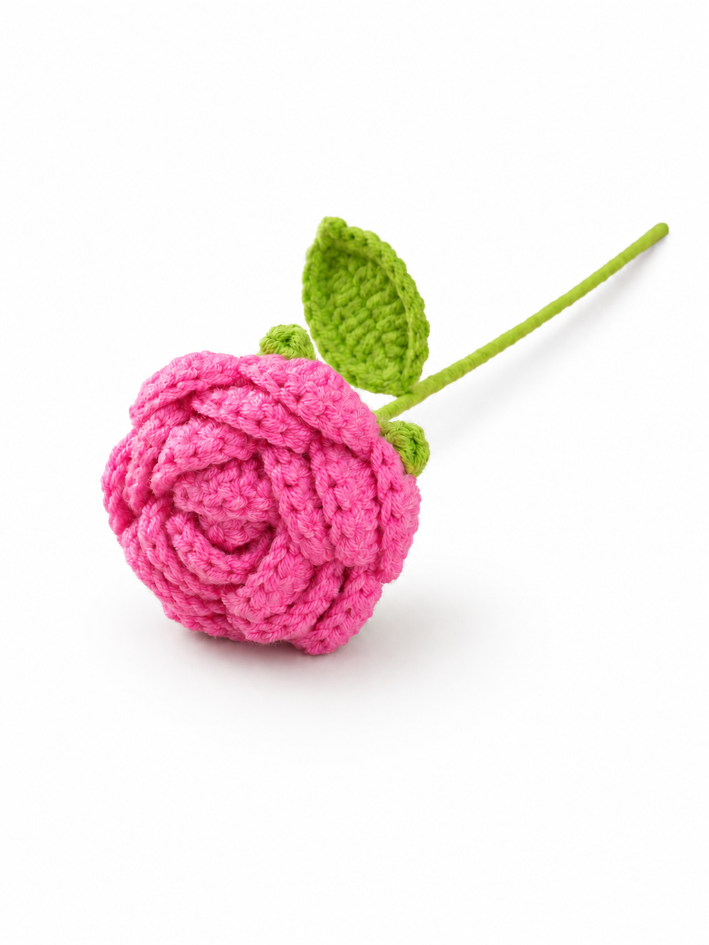Round Petal Regular Rose Crochet Flower Stem CF-001