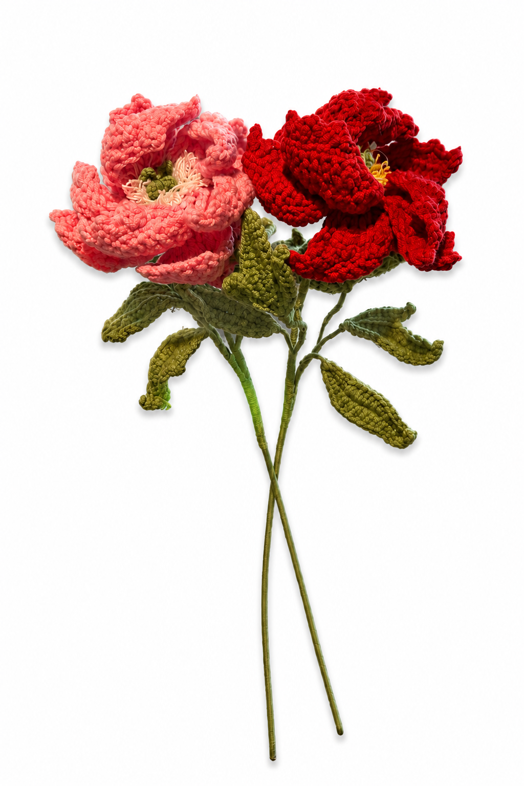 Peony Crochet Flower Stem CF-037