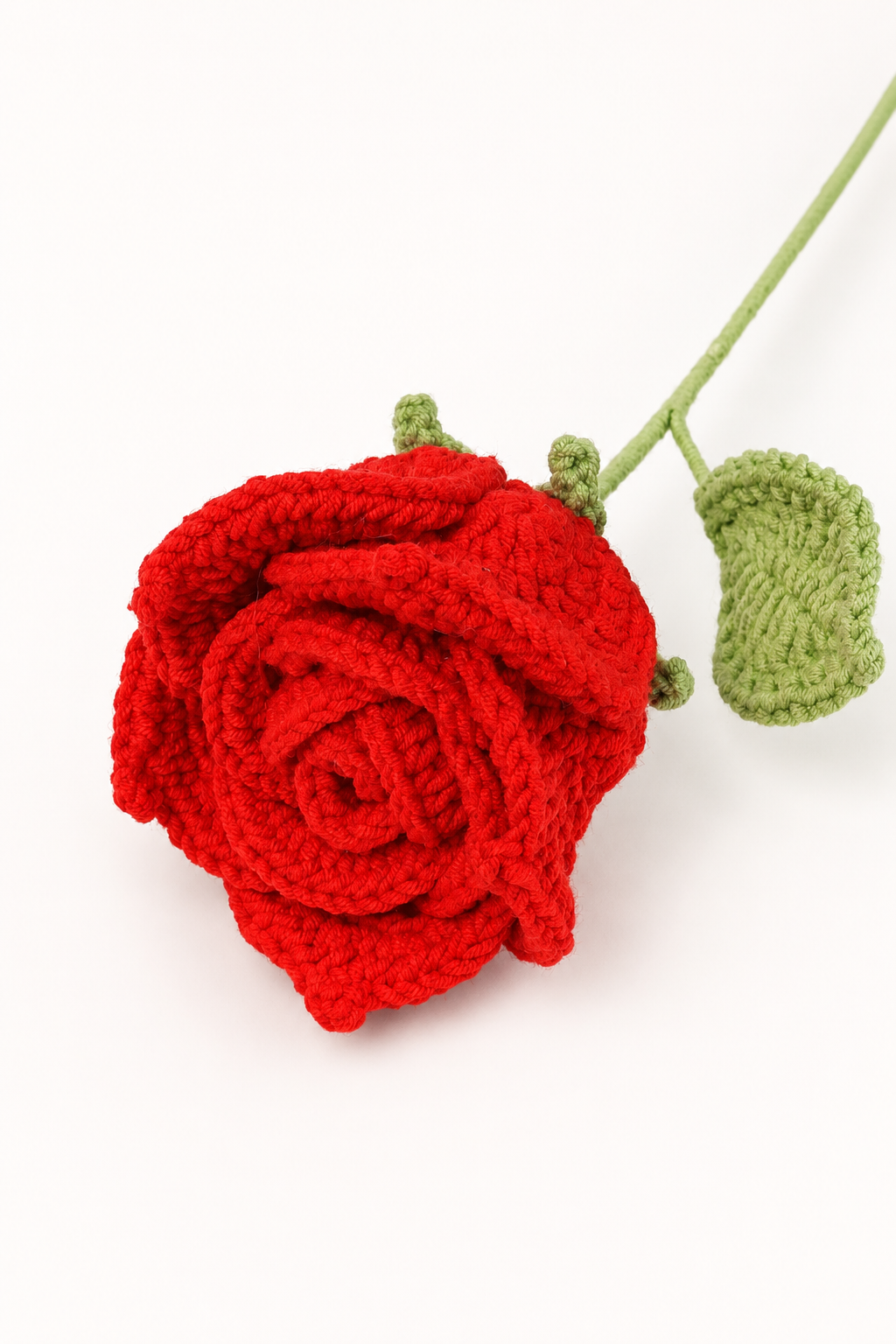 Small Thai Rose Crochet Flower Stem CF-005