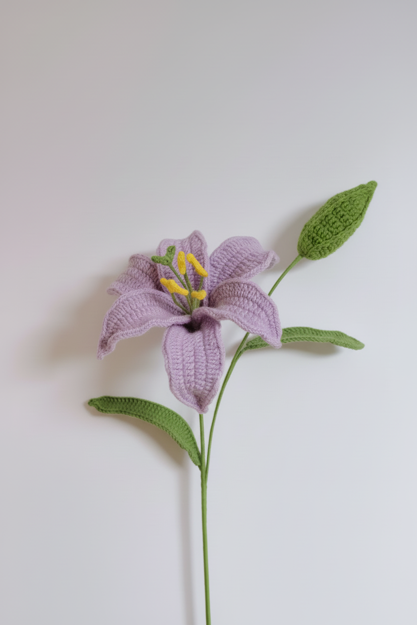 Lily with Bud Crochet Flower Stem CF-014