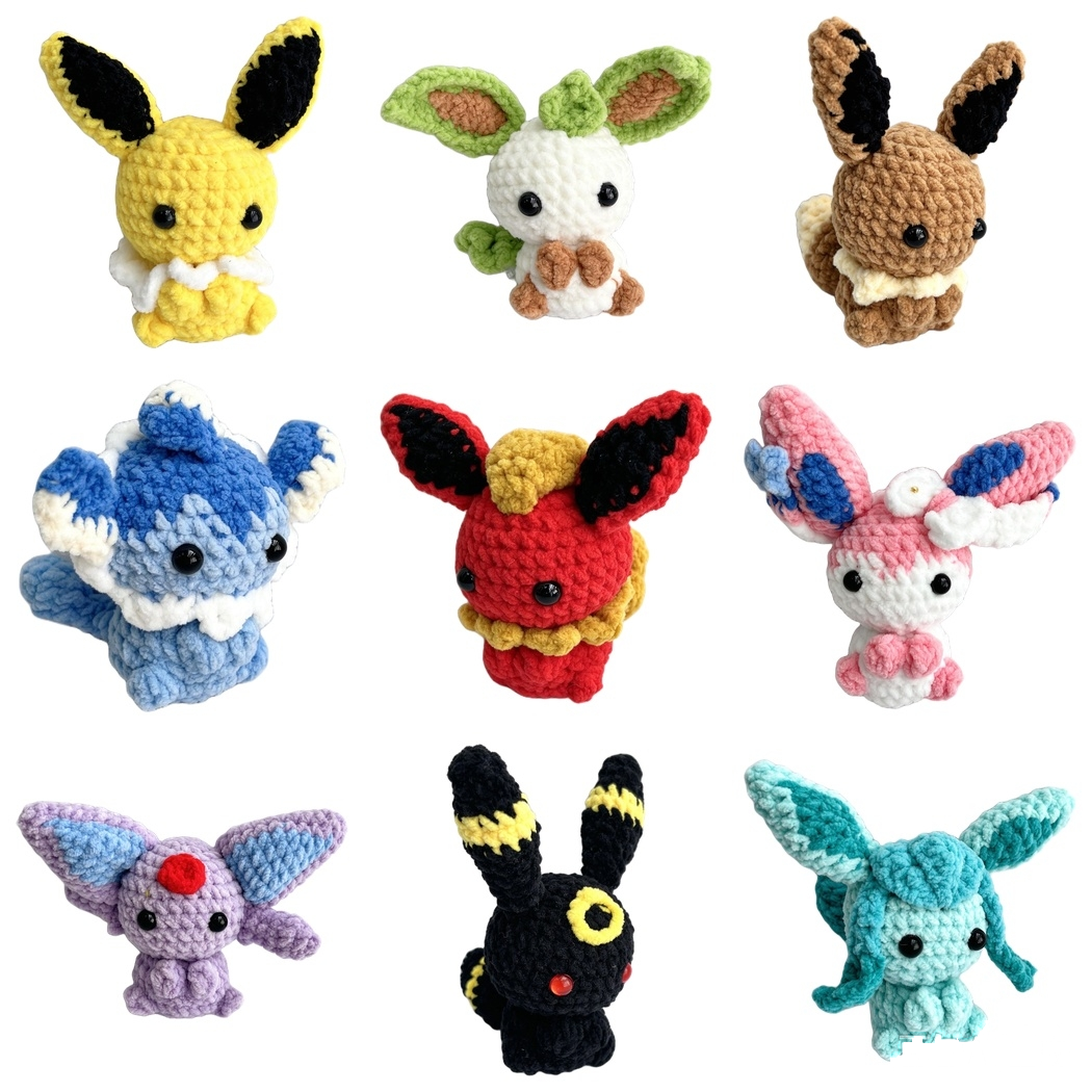 Crochet Pokémon Eevee Evolution Keychains