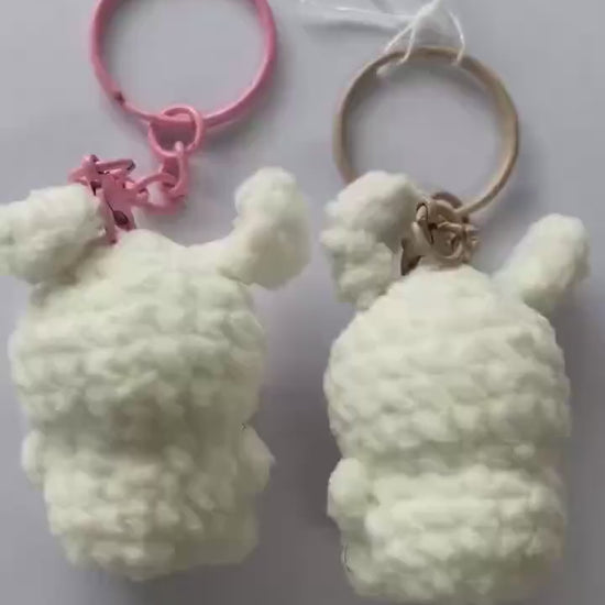 Cute Gummy Style Cinnamoroll Keychain, Crochet Plush Character Charm, Handmade Bag Accessory, Kawaii Puppy Keyring Gift