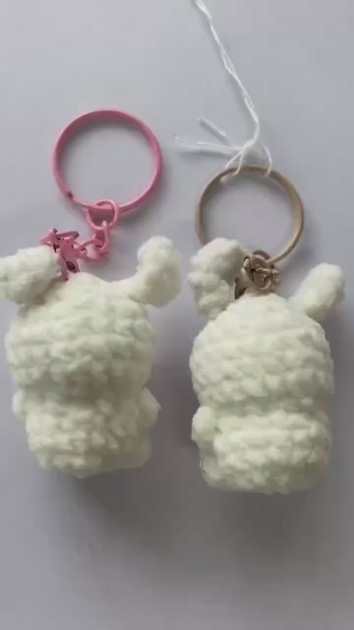 Cute Gummy Style Cinnamoroll Keychain, Crochet Plush Character Charm, Handmade Bag Accessory, Kawaii Puppy Keyring Gift