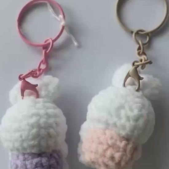 Cute Gummy Style Bunny Keychain, Crochet Plush Animal Charm, Handmade Bag Accessory, Kawaii Bunny Keyring Gift