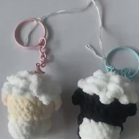 Crochet Little Sheep Keychain, Handmade Gummy Plush Character Charm, Cute Bag Accessory, Kawaii Gift