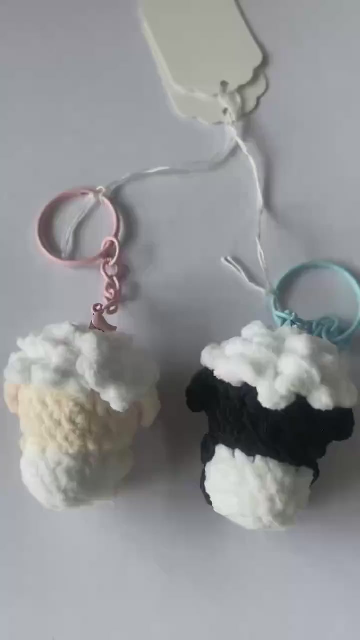 Crochet Little Sheep Keychain, Handmade Gummy Plush Character Charm, Cute Bag Accessory, Kawaii Gift