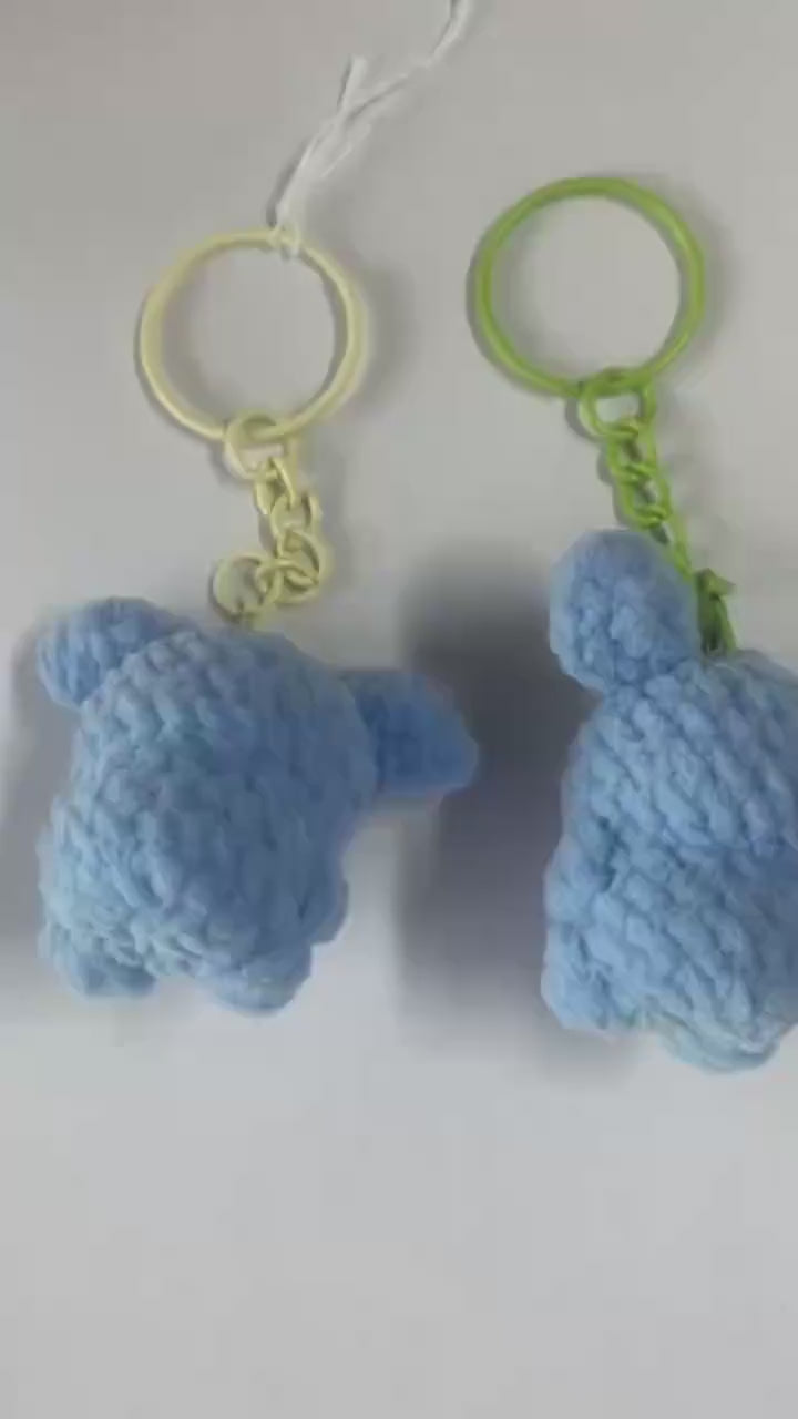 Cute Gummy Style Elephant Keychain, Crochet Plush Animal Charm, Handmade Bag Accessory, Kawaii Elephant Keyring Gift