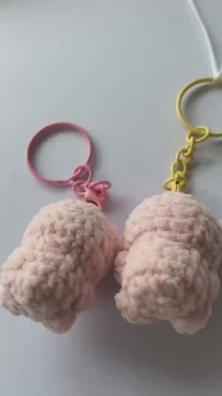 Cute Gummy Style Pig Keychain, Crochet Plush Animal Charm, Handmade Bag Accessory, Kawaii Pig Keyring Gift
