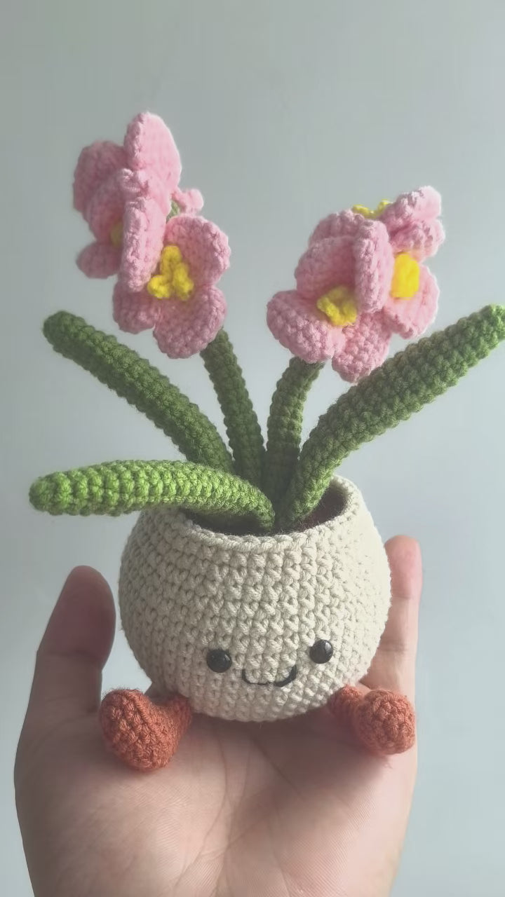 Crochet Orchid Smile Pot