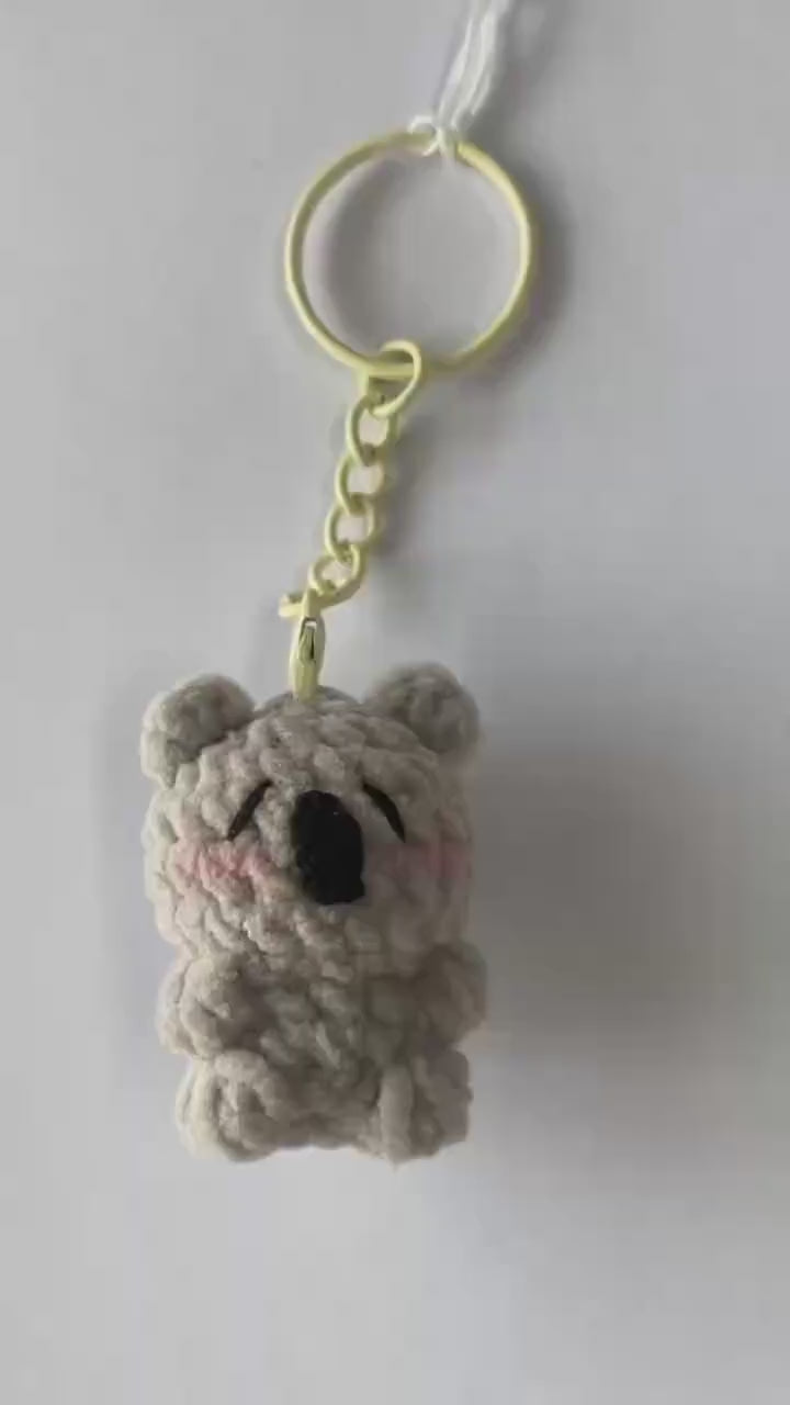 Cute Gummy Style Koala Keychain, Crochet Plush Animal Charm, Handmade Bag Accessory, Kawaii Koala Keyring Gift