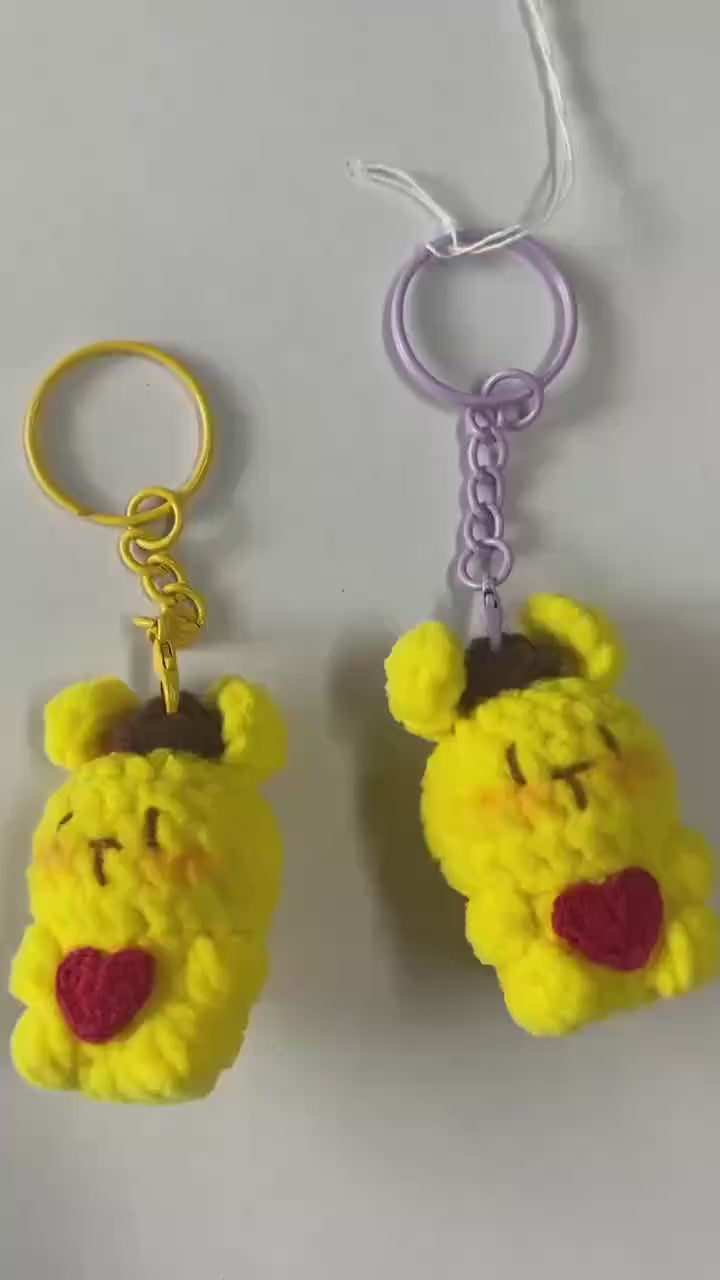 Cute Gummy Style Pum Pum Purin Keychain, Crochet Plush Animal Charm, Handmade Bag Accessory, Kawaii Dog Keyring Gift