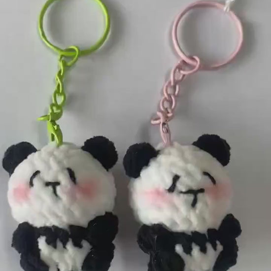 Cute Gummy Style Little Panda Keychain, Crochet Plush Animal Charm, Handmade Bag Accessory, Kawaii Panda Keyring Gift
