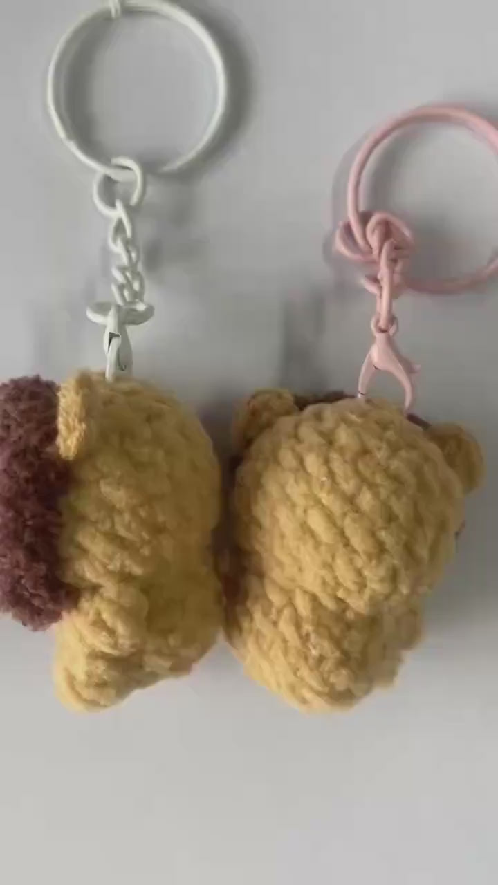 Cute Gummy Style Lion Keychain, Crochet Plush Animal Charm, Handmade Bag Accessory, Kawaii Lion Keyring Gift