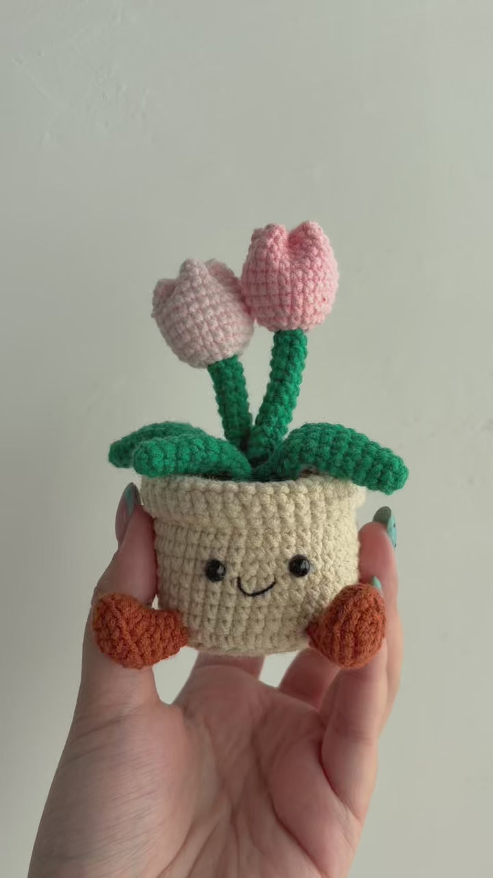 Crochet Tulip Smile Pot