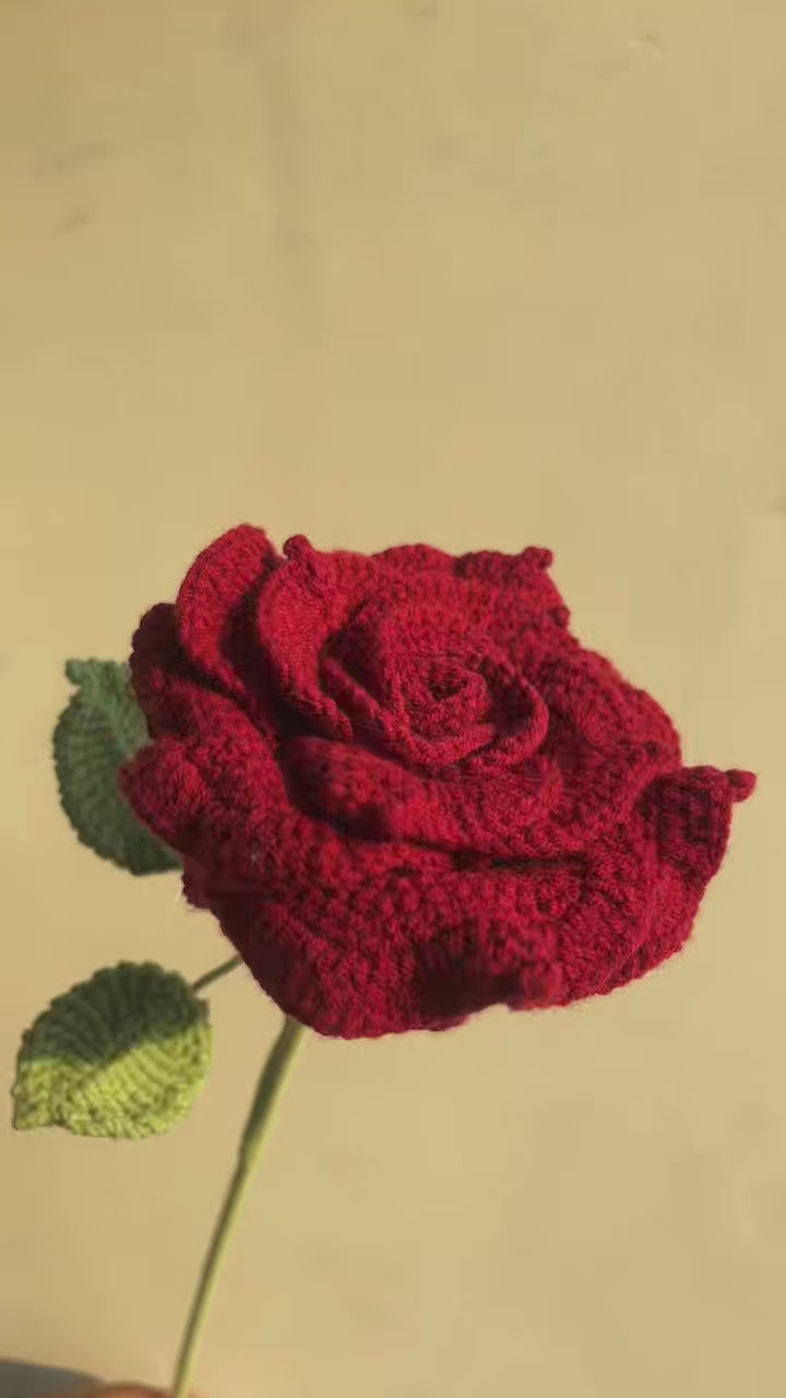 Small Thai Rose Crochet Flower Stem CF-005