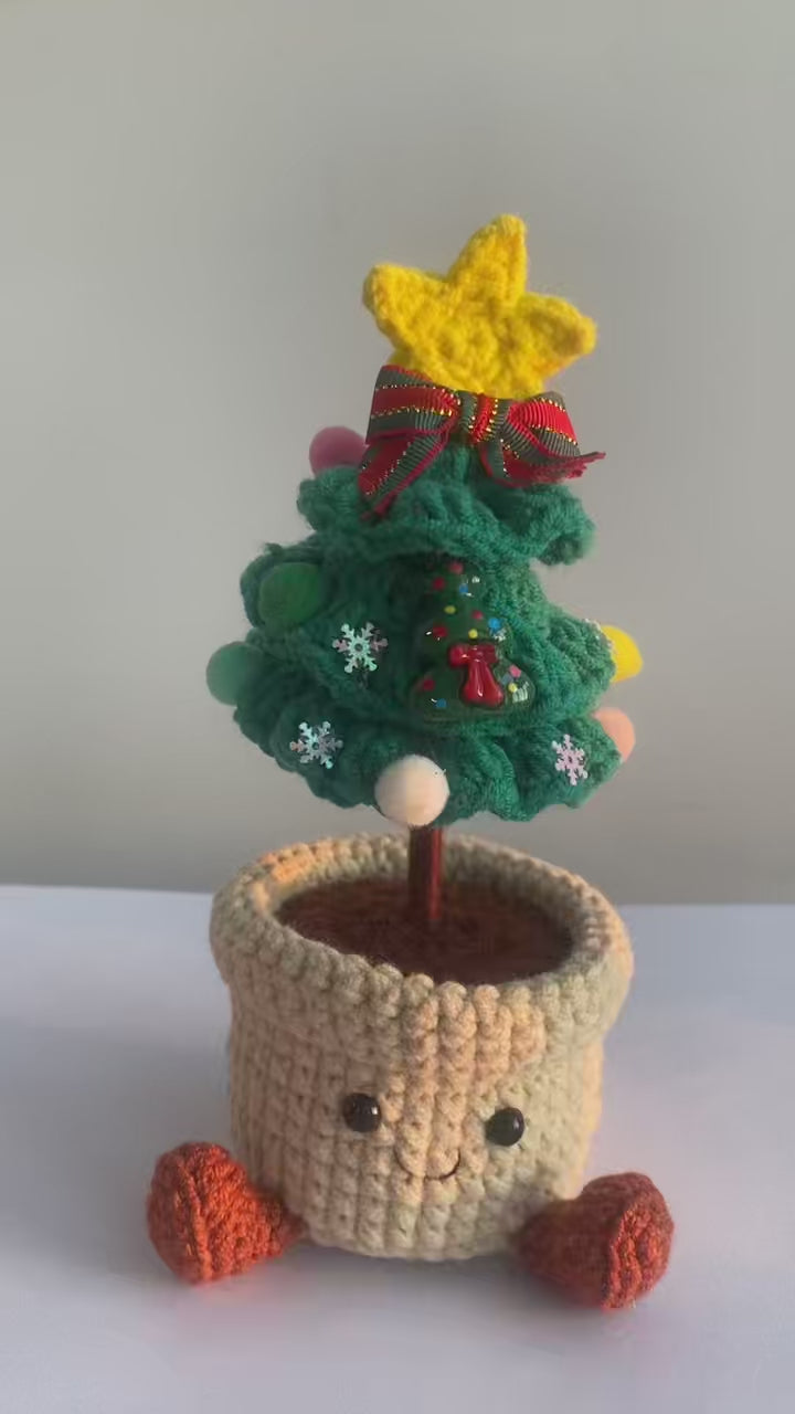 Crochet Christmas Tree Smile Pot