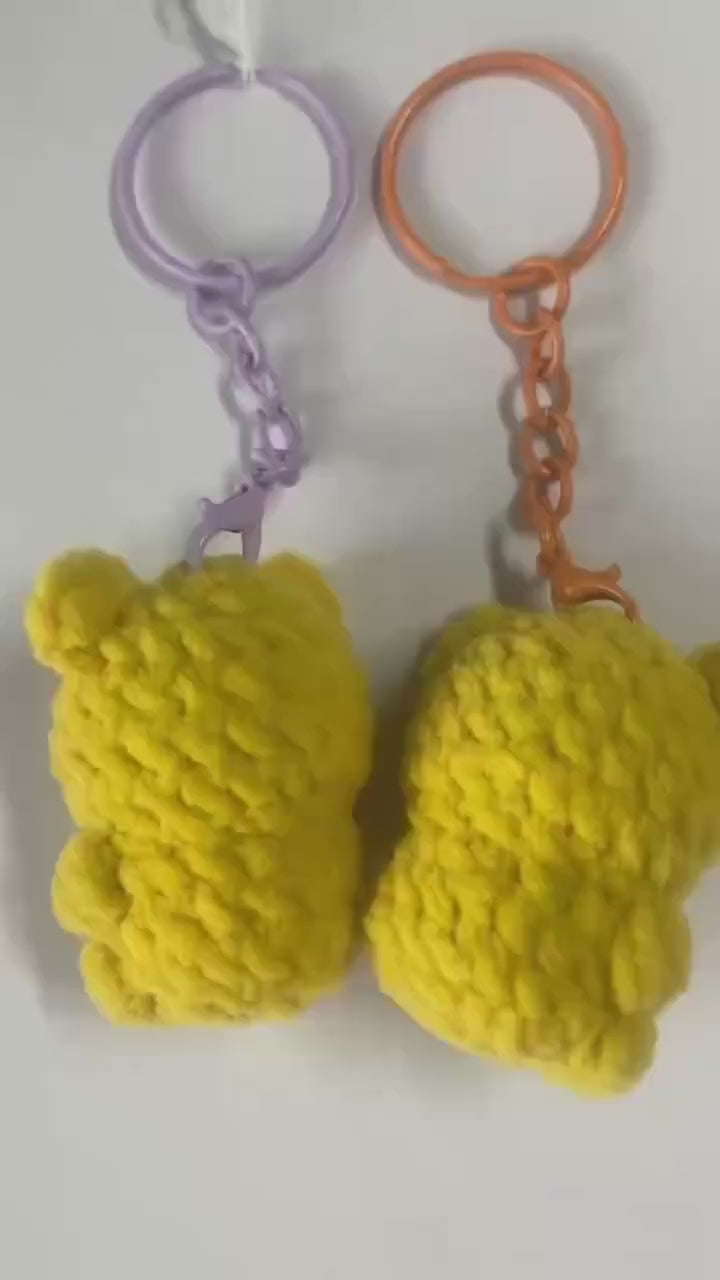 Cute Gummy Style Tiger Keychain, Crochet Plush Animal Charm, Handmade Bag Accessory, Kawaii Tiger Keyring Gift