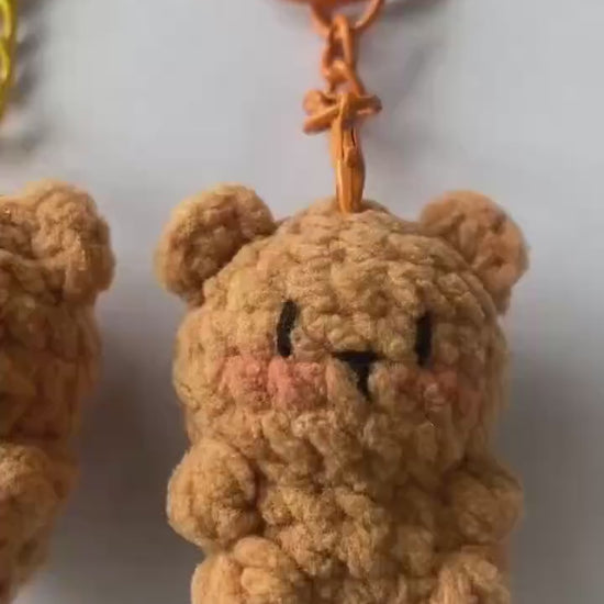 Cute Gummy Style Bear Keychain, Crochet Plush Animal Charm, Handmade Bag Accessory, Kawaii Bear Keyring Gift
