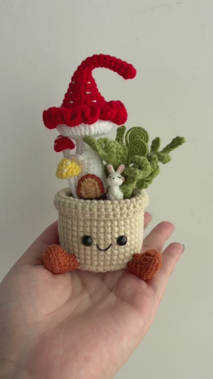 Crochet Mushroom Garden Smile Pot