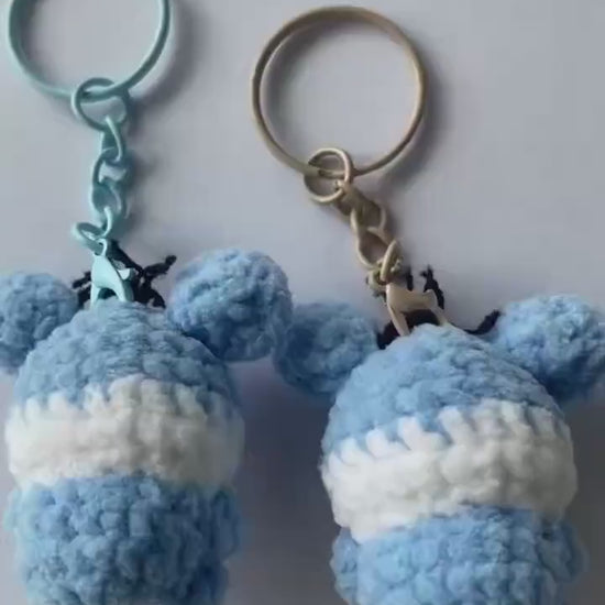 Cute Gummy Style Eeyore the Donkey Keychain, Crochet Plush Animal Charm, Handmade Bag Accessory, Kawaii Eeyore the Donkey Keyring Gift