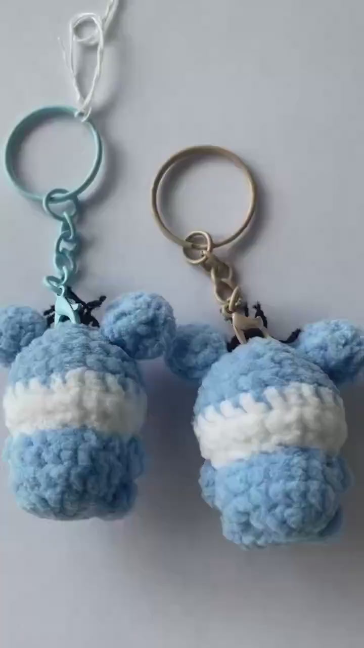 Cute Gummy Style Eeyore the Donkey Keychain, Crochet Plush Animal Charm, Handmade Bag Accessory, Kawaii Eeyore the Donkey Keyring Gift
