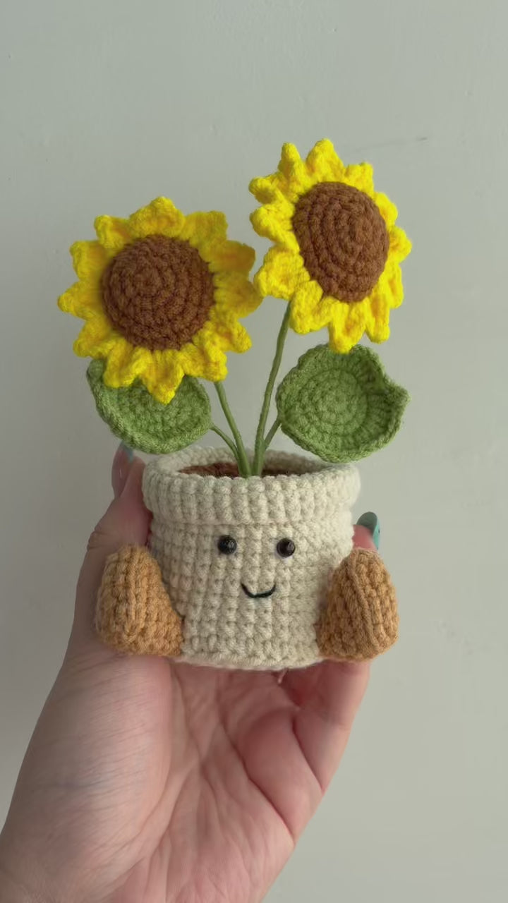 Crochet Sunflower Smile Pot