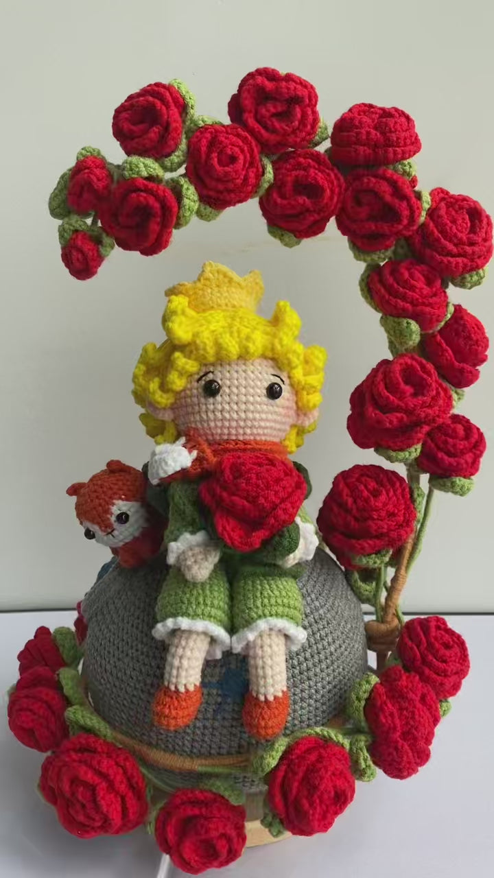 Crochet Little Boy & Rose ornament