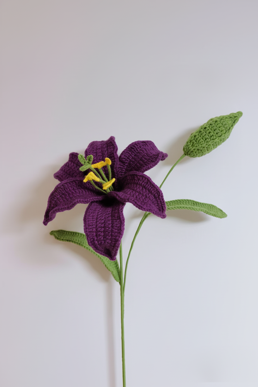 Lily with Bud Crochet Flower Stem CF-014