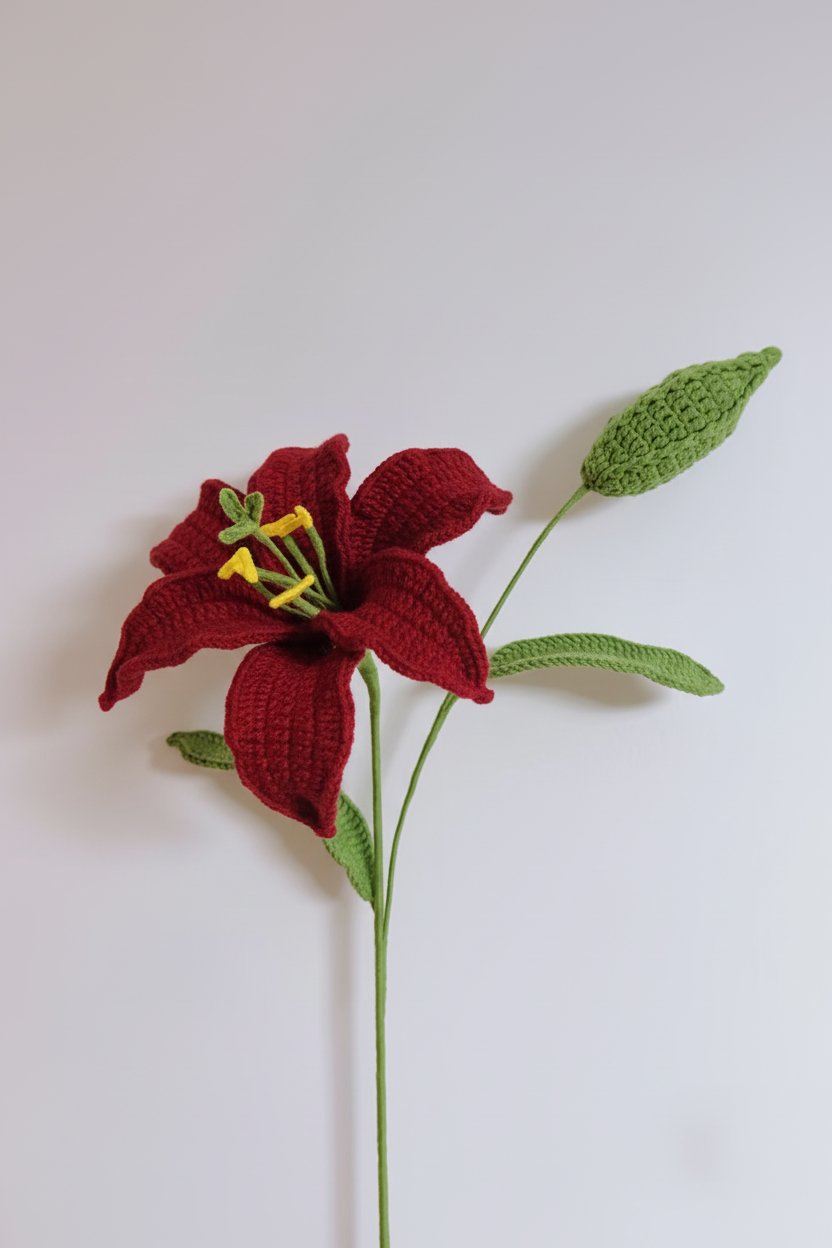 Lily with Bud Crochet Flower Stem CF-014