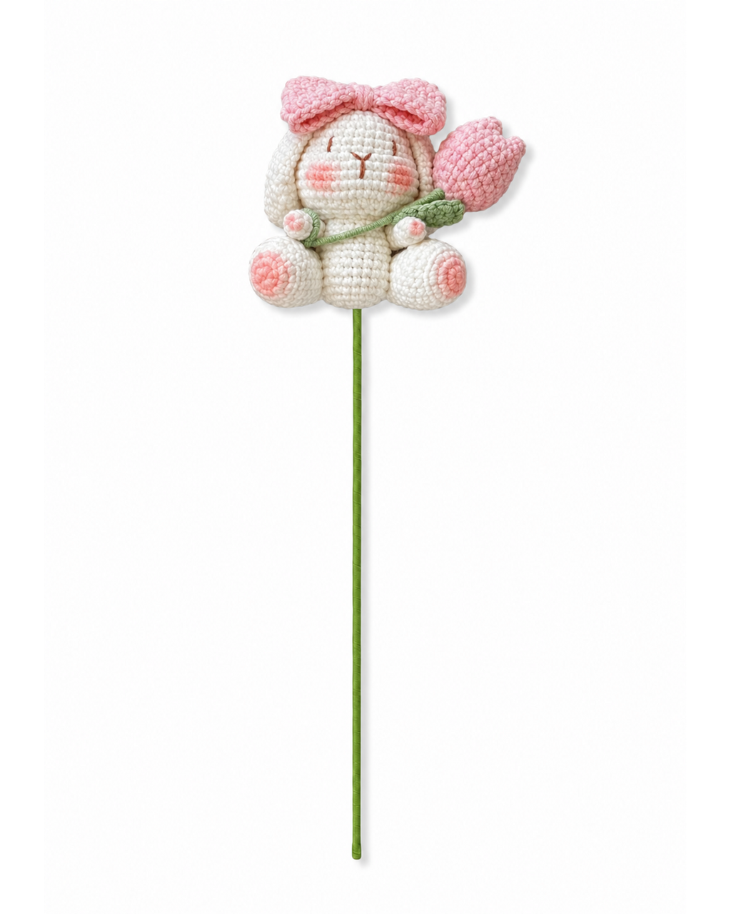 Tulip Bunny Crochet Flower Stem