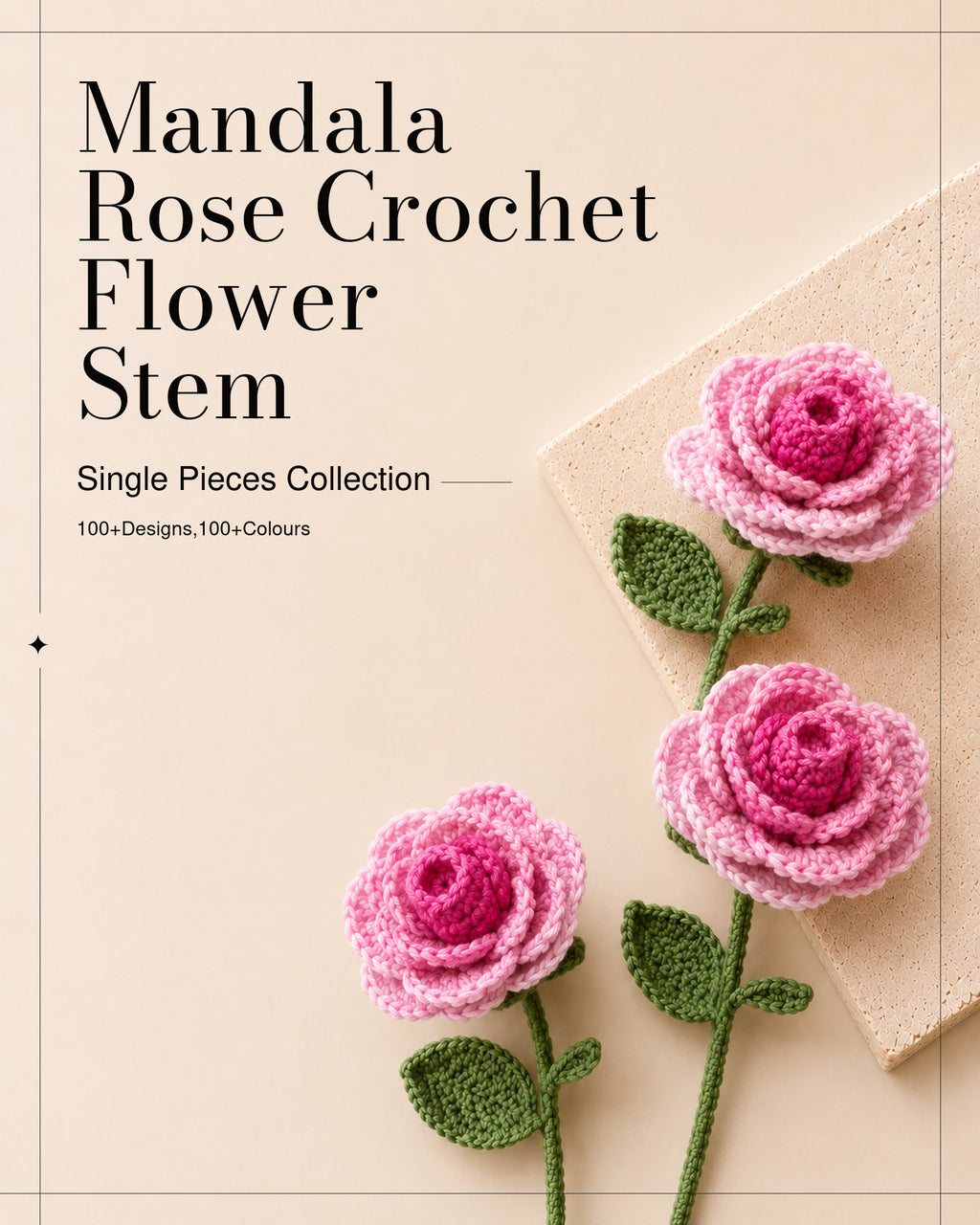 Mandala Rose Crochet Flower Stem CF-007