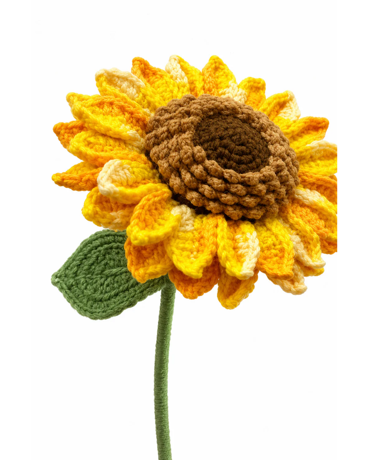 Double Layer Sunflower with Seeds Crochet Flower Stem CF-012