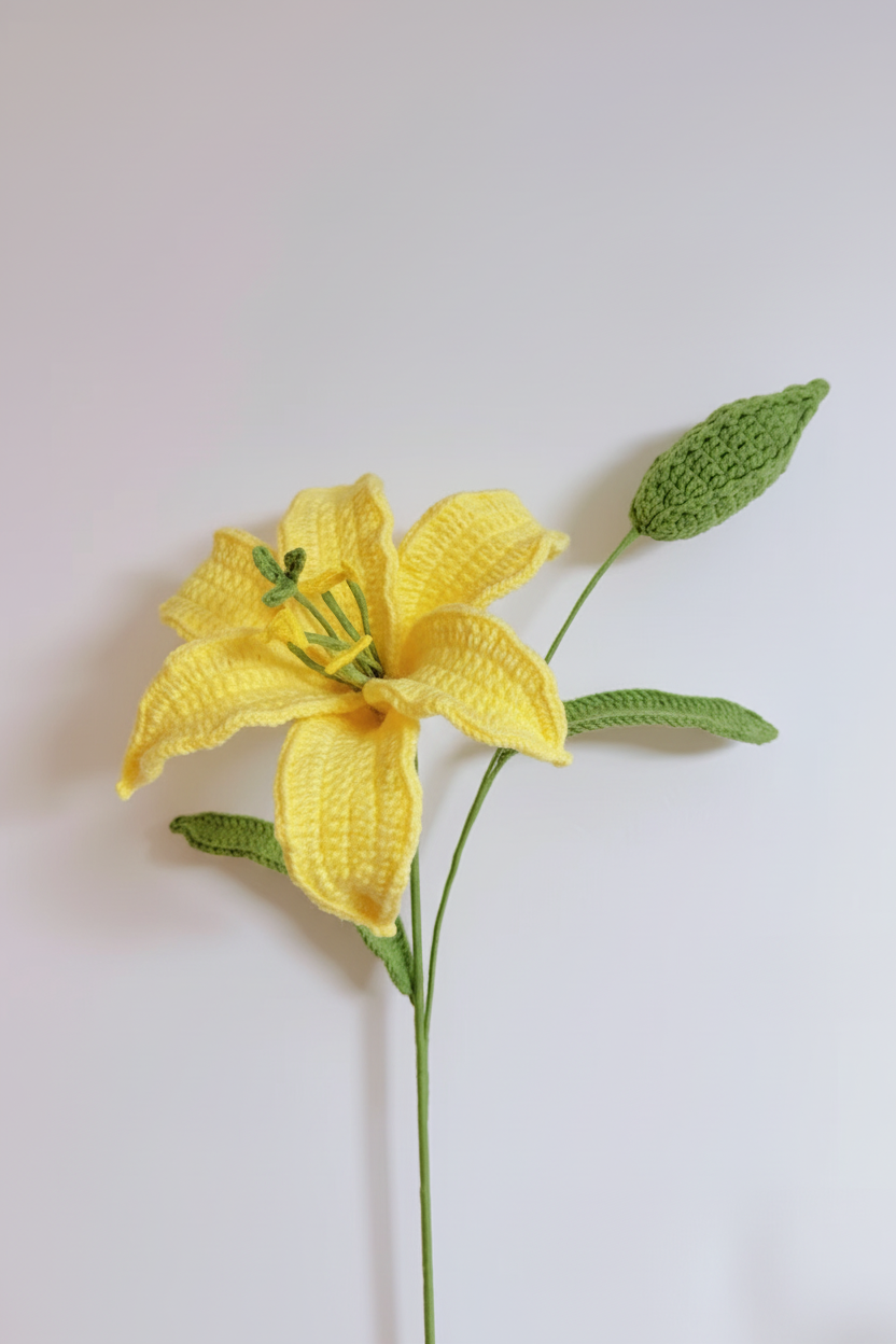 Lily with Bud Crochet Flower Stem CF-014